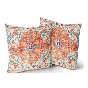 44  Knagsfa orange blue ethmic boho pillow covers  65'X65"